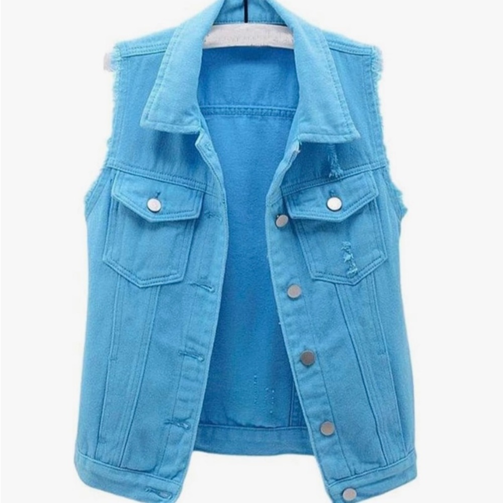 Blue denim vest